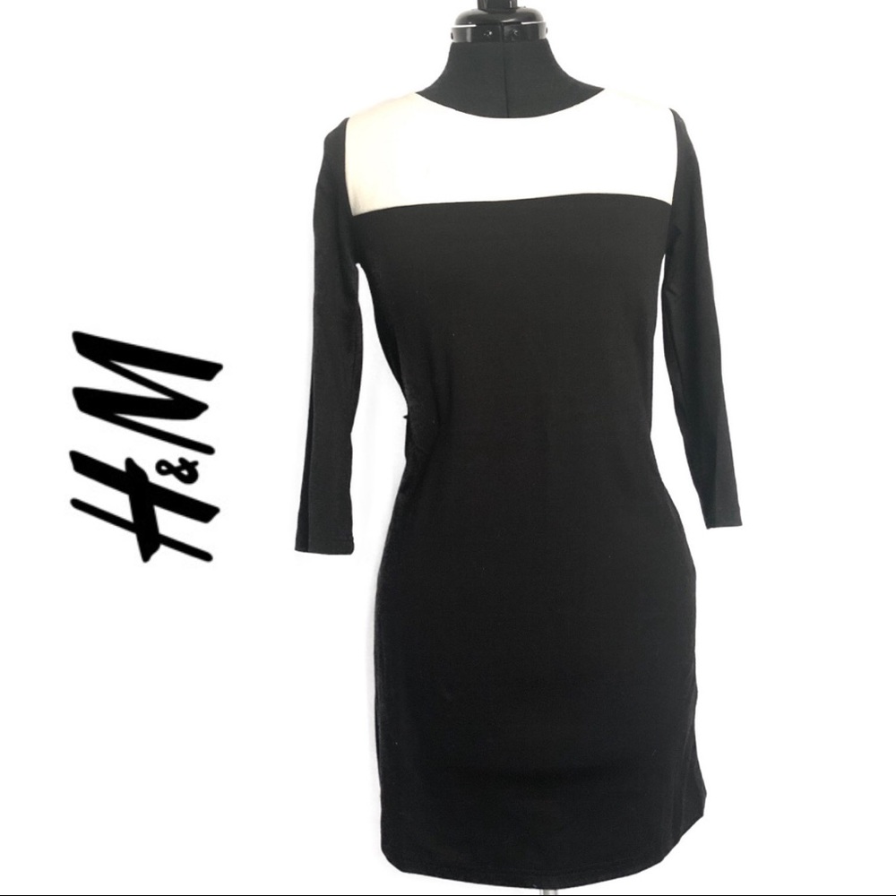 H&M Color Block Black & White Quarter Sleeve Dress